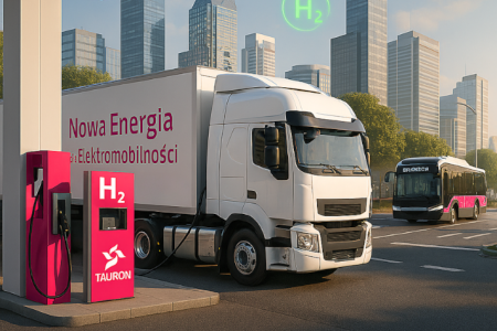 Zdjęcie wygenerowane przez ai. Nowa technologia dla Elektromobilności.